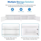 Meuble TV moderne Whisen pour téléviseurs jusqu'à 105 pouces avec grand espace de rangement et lumières LED à couleurs changeantes