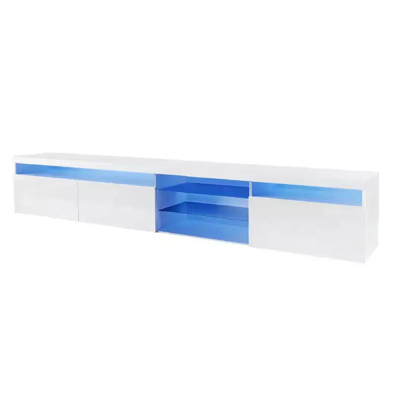 Meuble TV moderne Whisen pour téléviseurs jusqu'à 105 pouces avec grand espace de rangement et lumières LED à couleurs changeantes