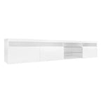 Meuble TV moderne Whisen pour téléviseurs jusqu'à 105 pouces avec grand espace de rangement et lumières LED à couleurs changeantes