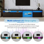 Meuble TV moderne Whisen pour téléviseurs jusqu'à 105 pouces avec grand espace de rangement et lumières LED à couleurs changeantes