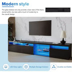 Meuble TV moderne Whisen pour téléviseurs jusqu'à 105 pouces avec grand espace de rangement et lumières LED à couleurs changeantes