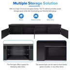 Meuble TV moderne Whisen pour téléviseurs jusqu'à 105 pouces avec grand espace de rangement et lumières LED à couleurs changeantes