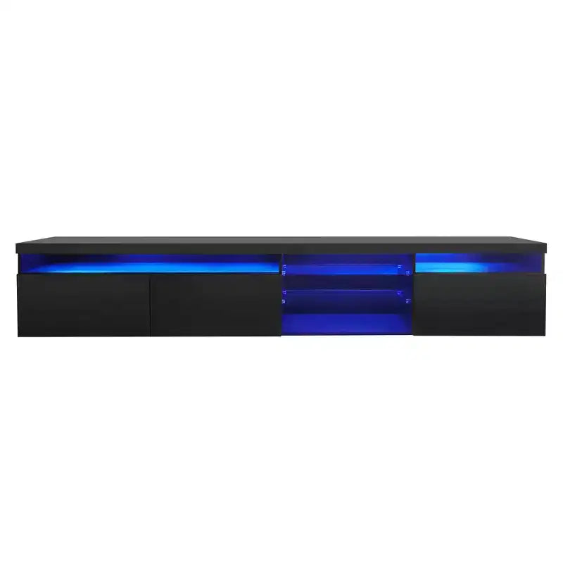 Meuble TV moderne Whisen pour téléviseurs jusqu'à 105 pouces avec grand espace de rangement et lumières LED à couleurs changeantes