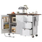 Desserte de cuisine Whisen style fermier avec abattant et roues verrouillables