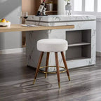 Roundhill Furniture MoMo Boucle Upholstered Counter Height Stool, 360 Swivel, White