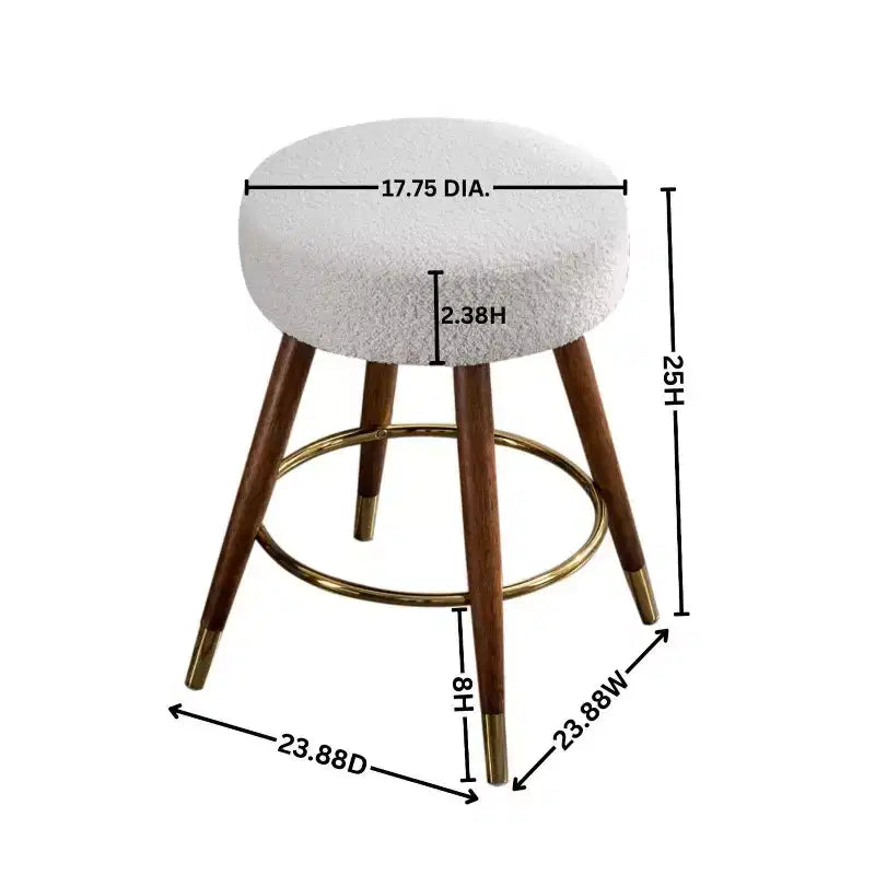 Tabouret de comptoir rembourré en bouclette MoMo de Roundhill Furniture, pivotant à 360°, blanc