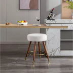 Tabouret de comptoir rembourré en bouclette MoMo de Roundhill Furniture, pivotant à 360°, blanc