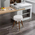 Tabouret de comptoir rembourré en bouclette MoMo de Roundhill Furniture, pivotant à 360°, blanc