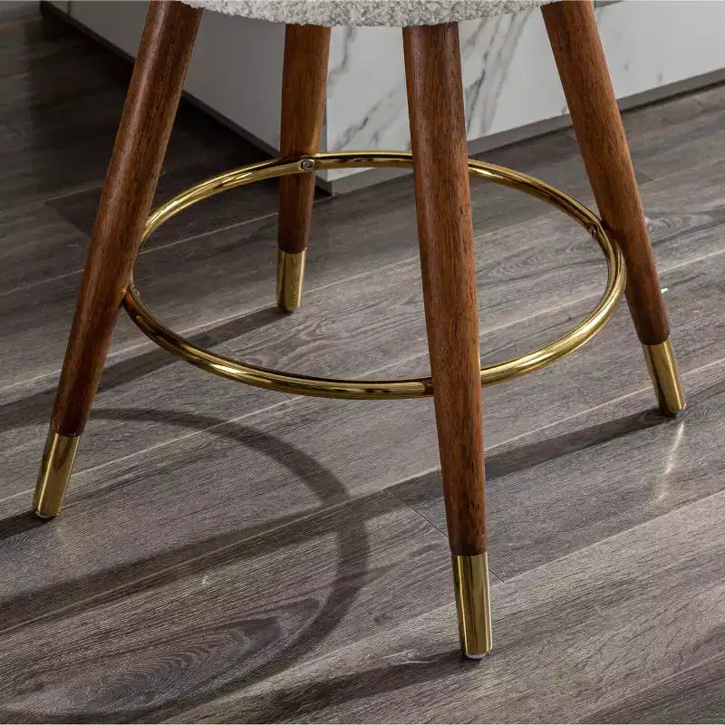 Tabouret de comptoir rembourré en bouclette MoMo de Roundhill Furniture, pivotant à 360°, blanc