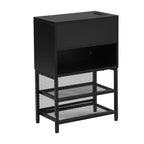 Cadre de lit plateforme en métal pleine/double avec étagères de rangement à deux niveaux, station de recharge, armoire de rangement - ModernLuxe
