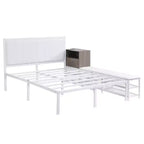 Cadre de lit plateforme en métal pleine/double avec étagères de rangement à deux niveaux, station de recharge, armoire de rangement - ModernLuxe