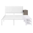 Cadre de lit plateforme en métal pleine/double avec étagères de rangement à deux niveaux, station de recharge, armoire de rangement - ModernLuxe