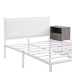 Cadre de lit plateforme en métal pleine/double avec étagères de rangement à deux niveaux, station de recharge, armoire de rangement - ModernLuxe
