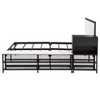 Cadre de lit plateforme en métal pleine/double avec étagères de rangement à deux niveaux, station de recharge, armoire de rangement - ModernLuxe