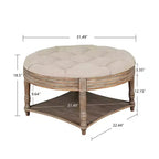 Grande table basse ottomane ronde, ottomane capitonnée surdimensionnée à 2 niveaux avec étagère de rangement en bois, table basse rembourrée de style ferme