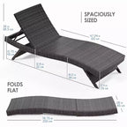 Chaise longue Nestl pour l'extérieur, ensemble de chaises longues de patio en osier, chaise longue d'extérieur avec dossier inclinable