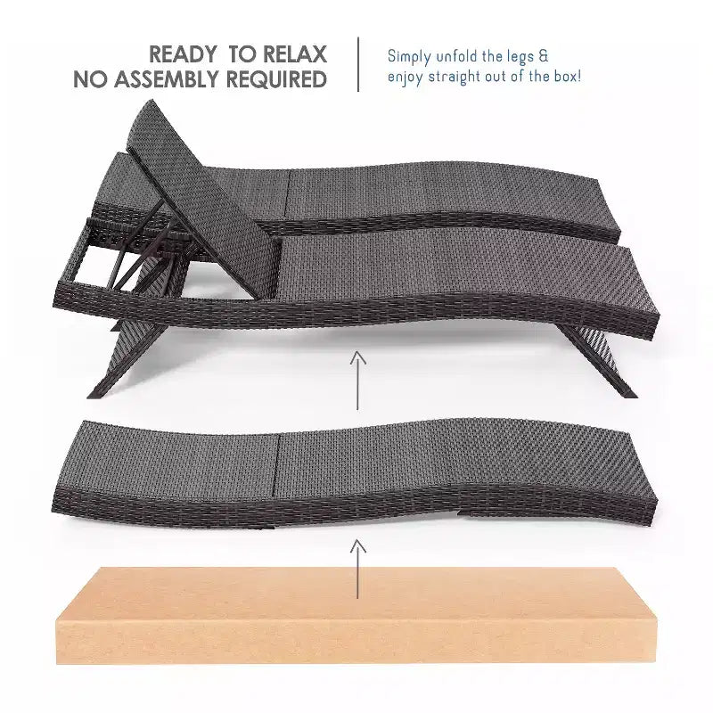 Chaise longue Nestl pour l'extérieur, ensemble de chaises longues de patio en osier, chaise longue d'extérieur avec dossier inclinable