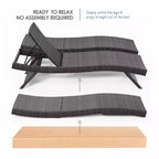 Chaise longue Nestl pour l'extérieur, ensemble de chaises longues de patio en osier, chaise longue d'extérieur avec dossier inclinable