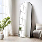 PexFix Miroir en bois surdimensionné arqué de 25 po L x 63 po H, pleine longueur, noir, mural ou sur pied