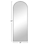 PexFix Miroir en bois surdimensionné arqué de 25 po L x 63 po H, pleine longueur, noir, mural ou sur pied
