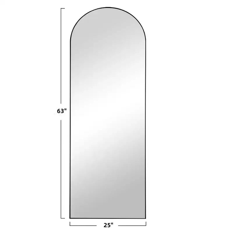 PexFix Miroir en bois surdimensionné arqué de 25 po L x 63 po H, pleine longueur, noir, mural ou sur pied