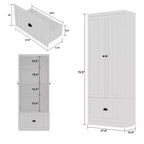 Armoire blanche Hitow double porte, un tiroir, 4 niveaux de rangement