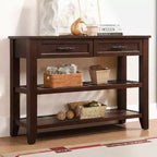 Console Whisen de style milieu de siècle avec deux tiroirs de rangement et deux étagères