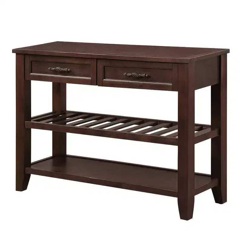 Console Whisen de style milieu de siècle avec deux tiroirs de rangement et deux étagères