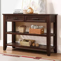Whisen Mid-Century Style Console Table with Two Storage Drawers and Two Tiers Shelves