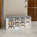 Stylish Shoe Bench with Cushioned Seat and 10 Compartments - Versatile Storage Solution for Entryway and Bedroom