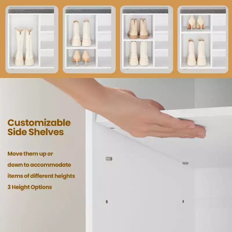 Banc à chaussures élégant avec assise capitonnée et 10 compartiments – Solution de rangement polyvalente pour l'entrée et la chambre