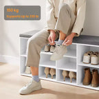 Banc à chaussures élégant avec assise capitonnée et 10 compartiments – Solution de rangement polyvalente pour l'entrée et la chambre