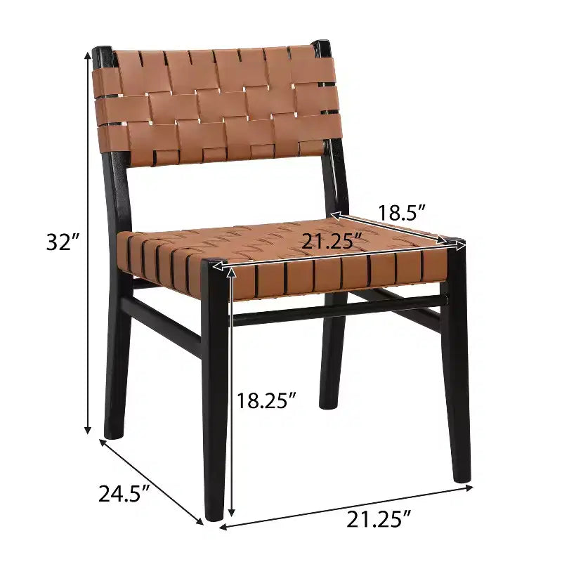 Christopher Knight Home Chaise de salle à manger Cassius en similicuir tressé et bois d'hévéa (lot de 2)