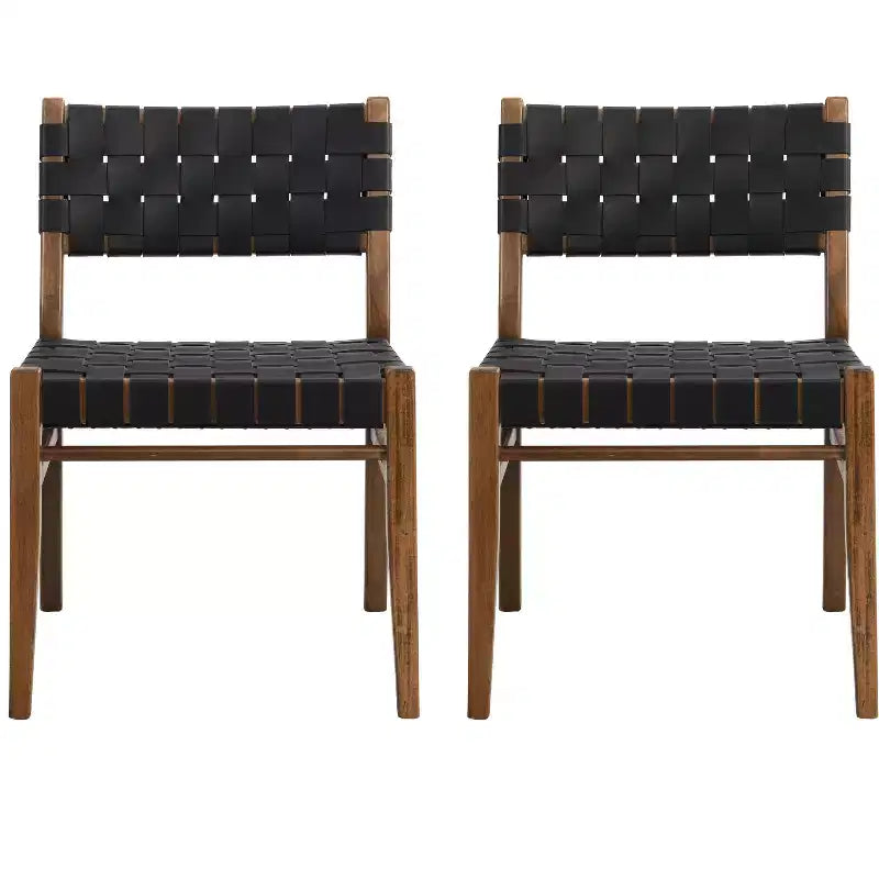 Christopher Knight Home Cassius Woven Faux Leather Rubberwood Dining Chair (Set of 2)