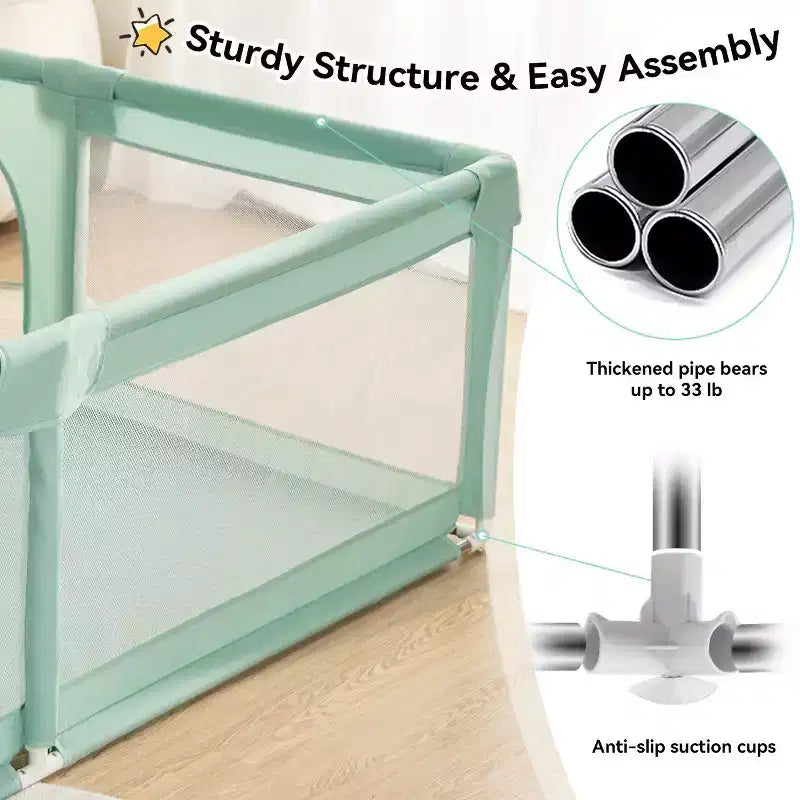GOTGELIF 71x59 Parc pour bébé 4 panneaux, spacieux et sécurisé, pliable
