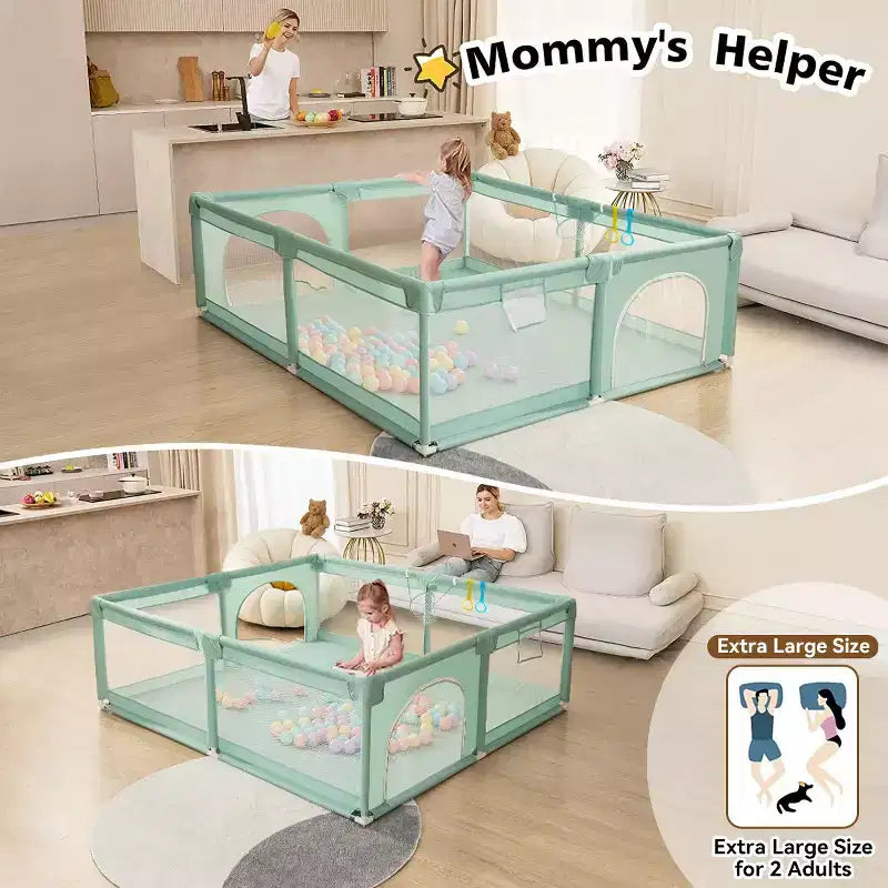 GOTGELIF 71x59 Parc pour bébé 4 panneaux, spacieux et sécurisé, pliable