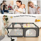 GOTGELIF 71x59 Parc pour bébé 4 panneaux, spacieux et sécurisé, pliable