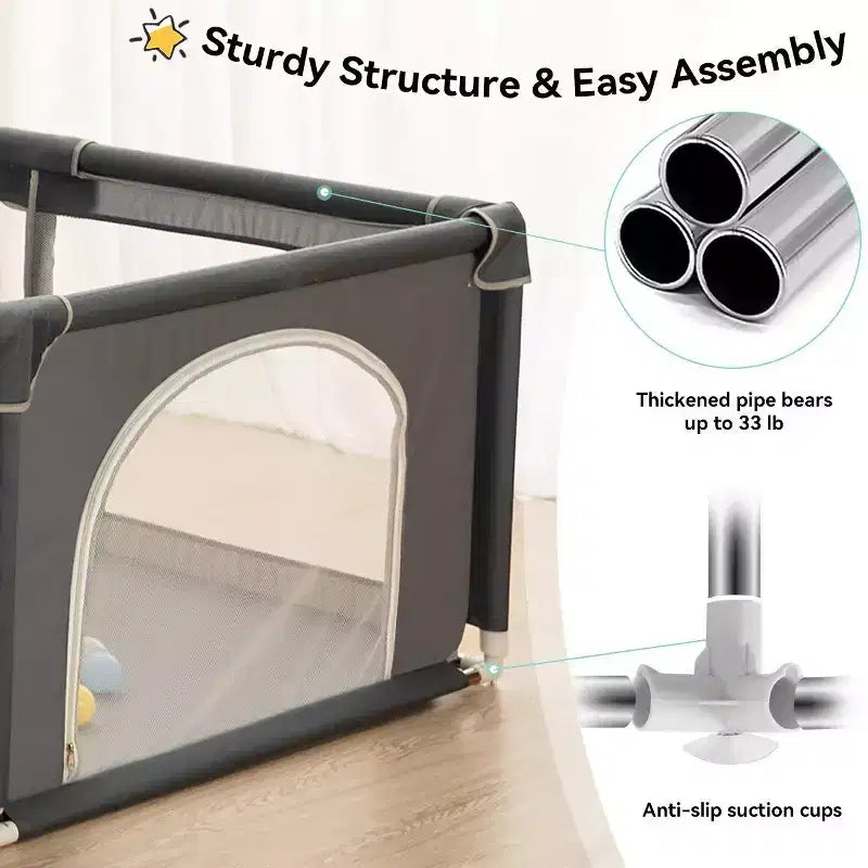 GOTGELIF 71x59 Parc pour bébé 4 panneaux, spacieux et sécurisé, pliable
