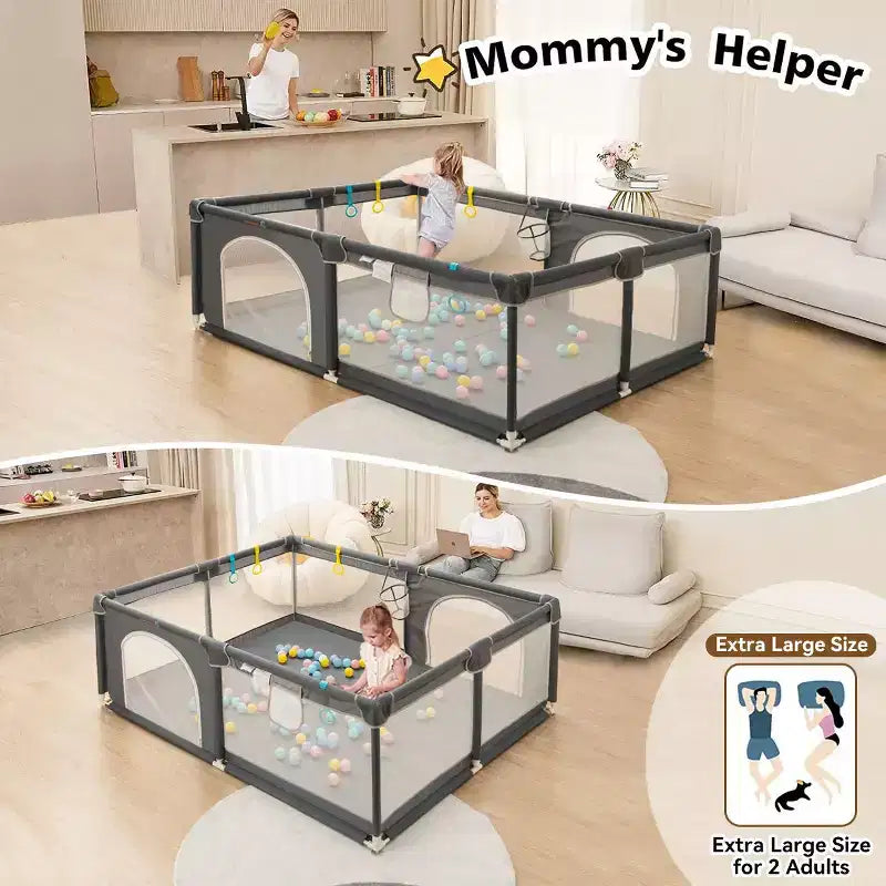 GOTGELIF 71x59 Parc pour bébé 4 panneaux, spacieux et sécurisé, pliable