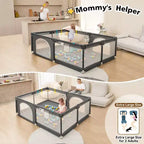 GOTGELIF 71x59 Parc pour bébé 4 panneaux, spacieux et sécurisé, pliable