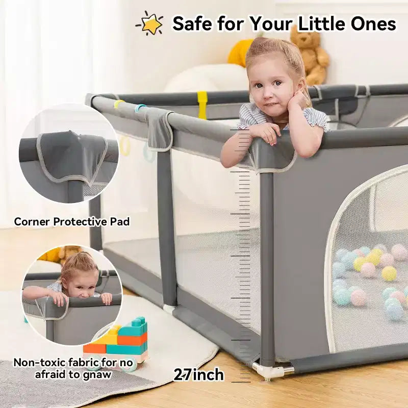 GOTGELIF 71x59 Parc pour bébé 4 panneaux, spacieux et sécurisé, pliable