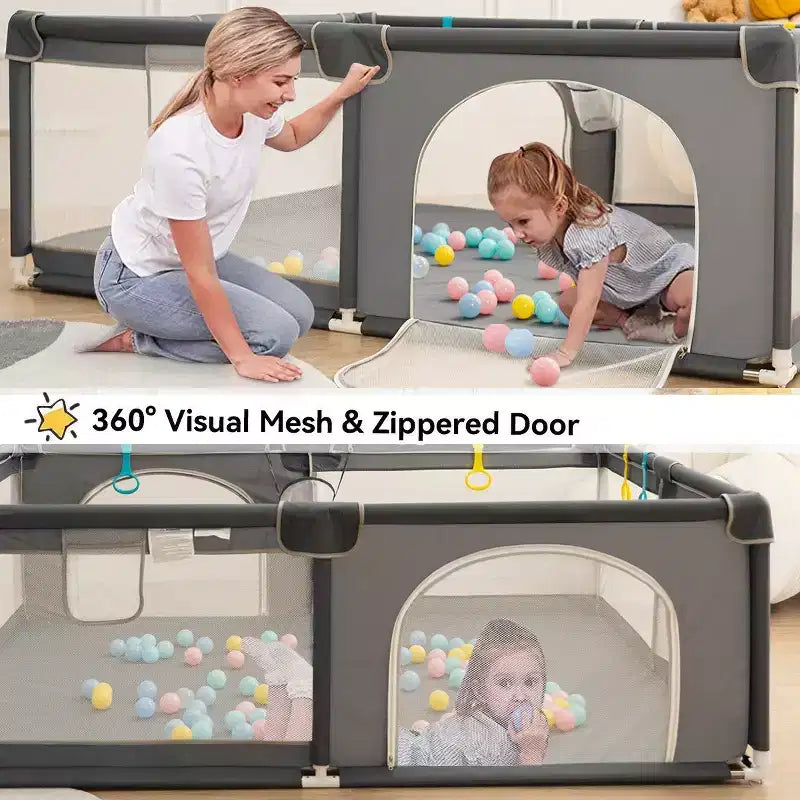 GOTGELIF 71x59 Parc pour bébé 4 panneaux, spacieux et sécurisé, pliable