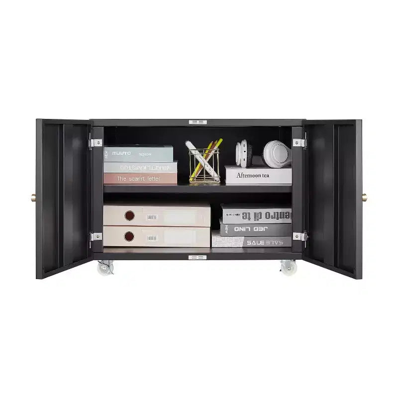 Support d'imprimante avec rangement, meuble d'imprimante pour photocopieuse avec 2 portes, meuble de classement mobile en acier, armoire de rangement roulante sur roulettes pour le bureau à domicile