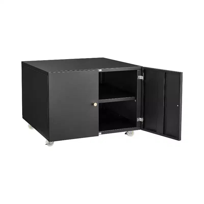 Support d'imprimante avec rangement, meuble d'imprimante pour photocopieuse avec 2 portes, meuble de classement mobile en acier, armoire de rangement roulante sur roulettes pour le bureau à domicile