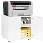 Support d'imprimante avec rangement, meuble d'imprimante pour photocopieuse avec 2 portes, meuble de classement mobile en acier, armoire de rangement roulante sur roulettes pour le bureau à domicile