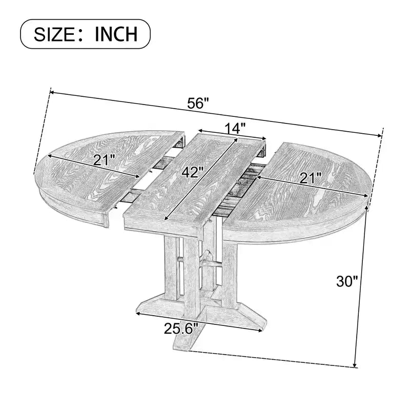 Table de salle à manger extensible en bois style ferme Whisen avec rallonge de 35,5 cm