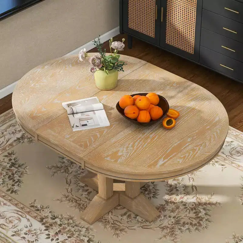 Table de salle à manger extensible en bois style ferme Whisen avec rallonge de 35,5 cm