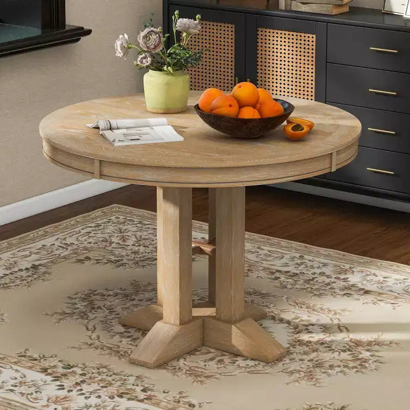 Table de salle à manger extensible en bois style ferme Whisen avec rallonge de 35,5 cm