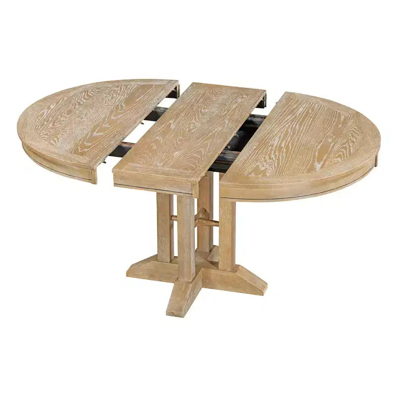 Table de salle à manger extensible en bois style ferme Whisen avec rallonge de 35,5 cm