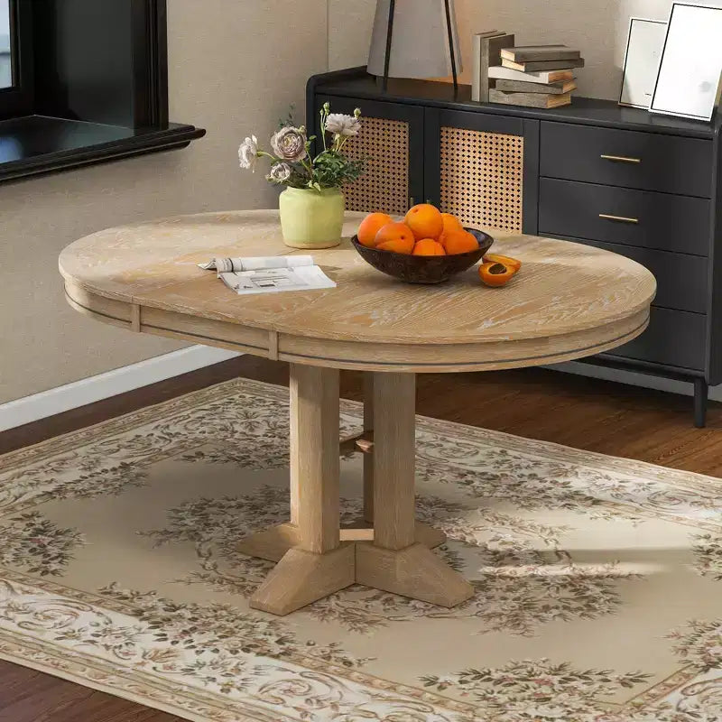 Table de salle à manger extensible en bois style ferme Whisen avec rallonge de 35,5 cm